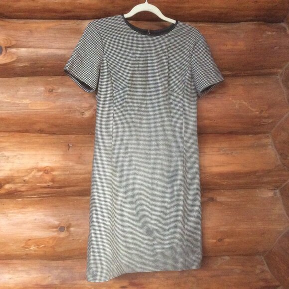 Polo Ralph Lauren Dresses & Skirts - Polo Ralph Lauren Classic Houndstooth Wool Blend Leather Trim Dress Size 6